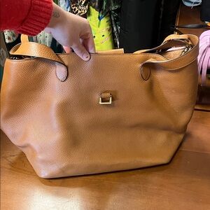 Meli Melo Tan Pebbled Leather Tote with Gold Accent